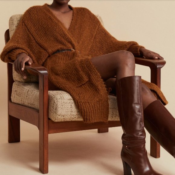 Mango Sweaters - Mango Oversized Long Cardigan Brown